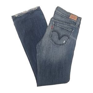 Levis 524 Jeans Womens Sz 9M Bootcut Y2K Too Superlow Low Whiskered Distressed